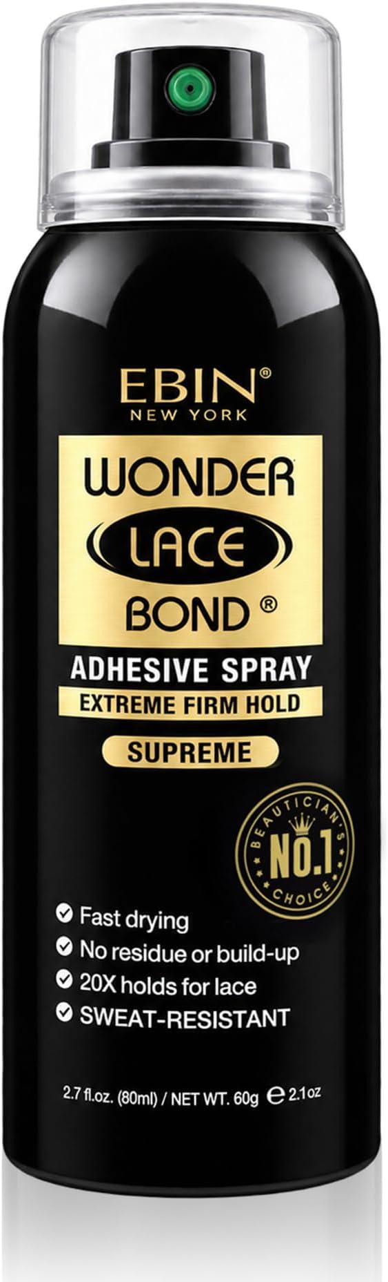 Wonder Lace Bond Adhesive Spray - Supreme (Extreme Firm Hold), 2.7 fl. oz./ 80ml | Fast Drying, No Residue, No Build up, Powerful Hold, All-Day Hold, Daily Wig Application