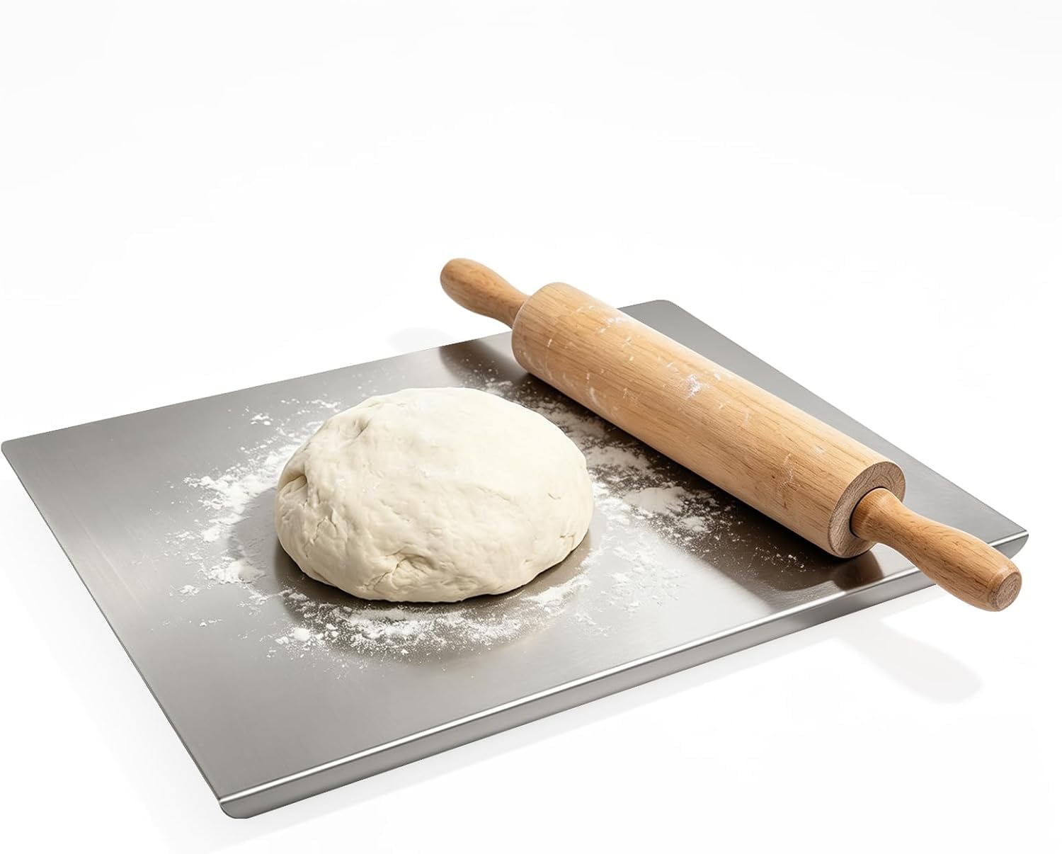 Tabla de cortar de metal de doble cara con ceja para encimera de cocina de 60 x 40 cm
