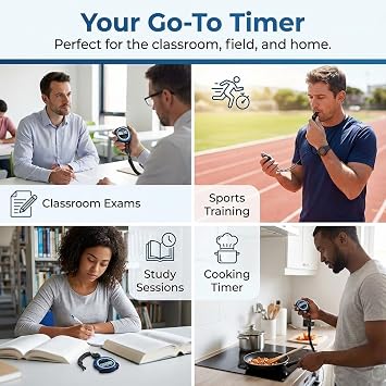 Silent Digital Stopwatch Timer for Teachers, Coaches & Kids Simple Lap Timer, Large Display, No Alarm Classroom, Exams, Sports, Running & Swimming AAA Batteries Included