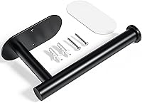 Kitsure Black Stainless Steel Toilet Paper Holder - Waterproof Rustproof Wall Mount Adhesive, Fits Mega Rolls, 6.5" for Bathroom RV
