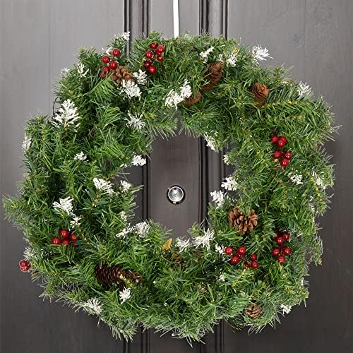 GloBrite Christmas Wreath with 30 LED Lights | Christmas Door Decorations | Christmas Garland Door Wreath, for Window, Wall Decor, Christmas Decorations & Christmas Gifts
