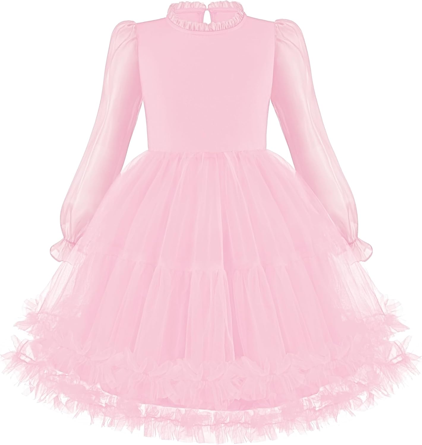 Arshiner Toddler Tutu Dress Girls Puff Long Sleeve Fall Winter Formal Party Tulle Dresses 3-8Y