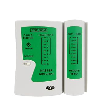 Brileine RJ45 Network Cable Tester with Mini Wire Stripper, Ethernet Cable Tester Tool for RJ11/RJ12/RJ45, Cat5e/Cat6/Cat7, POE Test, Continuity & Short Circuit Detector (Battery Not Included)