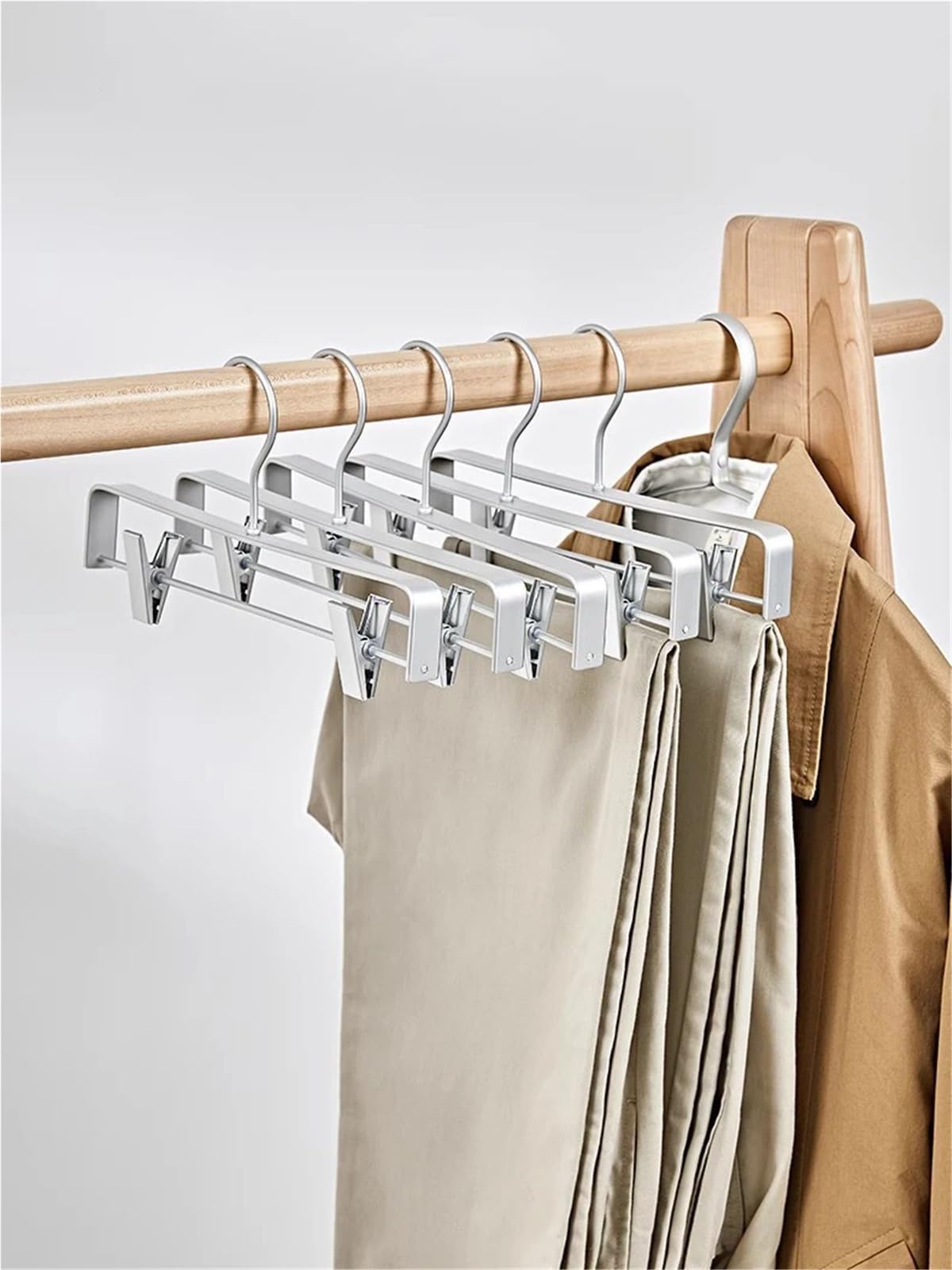 Perchas Pantalones Percha de Aluminio for Pantalones, Organizador Ropa, Percha Metal for y Faldas, Ahorra Espacio en el Armario, 5/15 Unidades