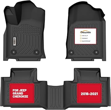 orealtrend Car Floor Mats Liners Replacement for Jeep Grand Cherokee 2016-2021/ Grand Cherokee WK 2022 Not for L Heavy Duty All Weather Front Rear Carpet Custom Fit Durable Accessories for Men Dad