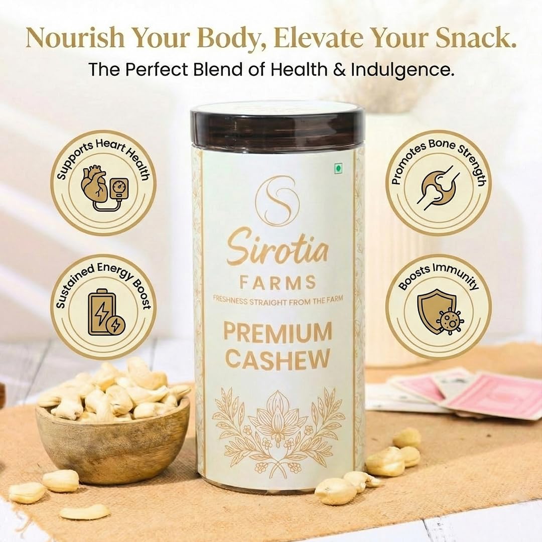 Sirotia Farms Premium Whole Cashews (Kaju) 500g | W320 Grade, Jumbo Size | Rich in Protein & Healthy Fats | 100% Natural, Fresh & Crunchy | Nuts & Dry Fruits 4