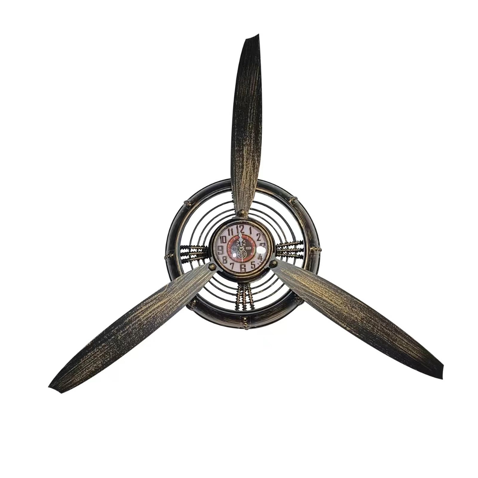 Zxfdsfdbnm Industrial Vintage Aircraft Propeller Wall Clock Iron Sculpture Deck 26.4x26.4 Inch Quiet Accurate Present Concept Large Wall Clock