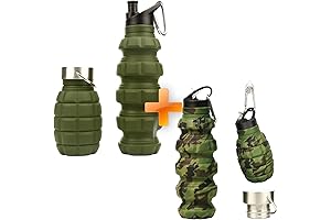 Yaro Silicone Collapsible Water Bottle in Army Green and Camo Green