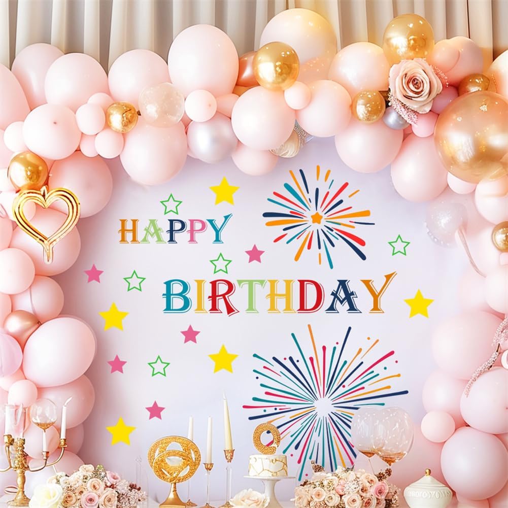 Happy Birthday Party Decal Sign for Backdrop Large Happy Birthday Sticker for Boy Girl 1st Happy Birthday Letters Peel and Stick Wall Decoration for Balloon Arch Backdrop