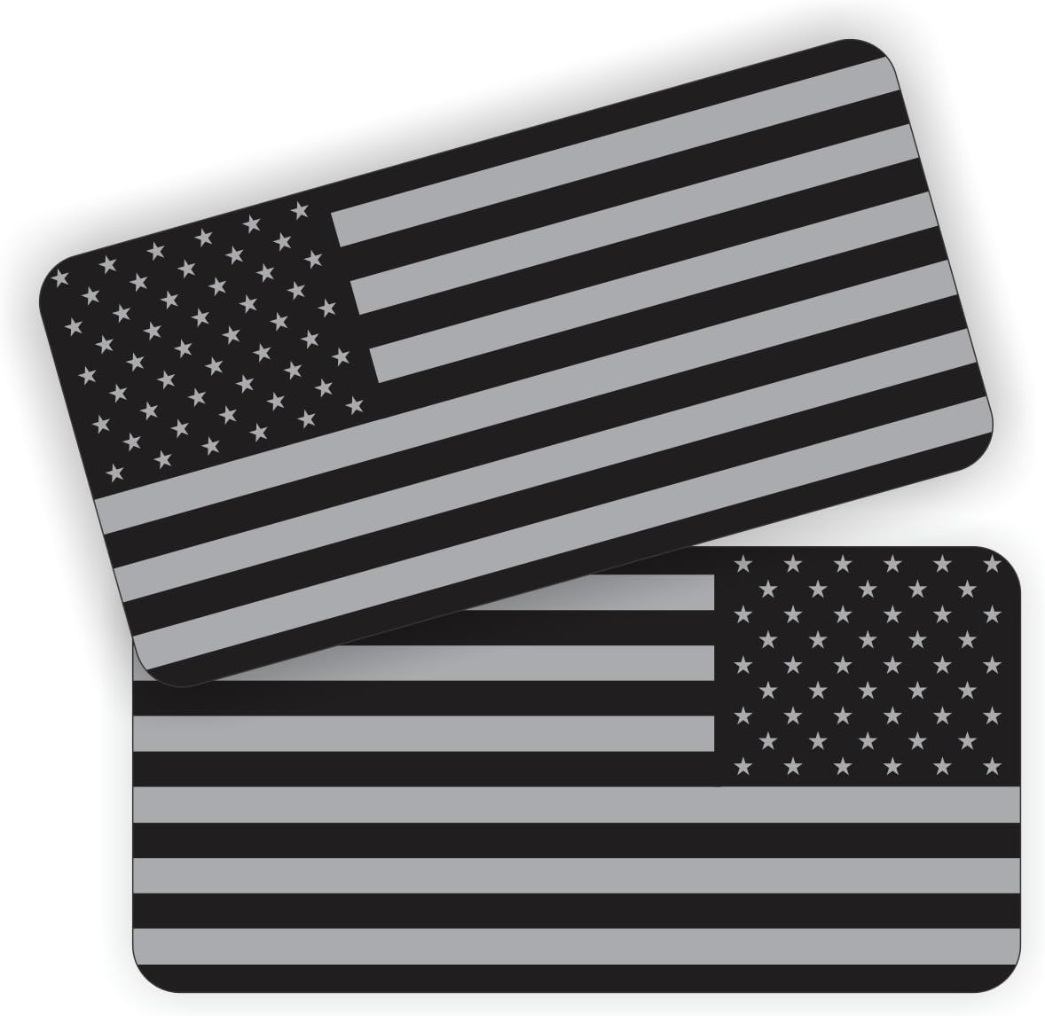 2 pcs American Flags Black Ops Stealthy Vinyl Decals, US Flag Stickers for Helmets, Hard Hats, Tool Box, Motorcycle - Non-Reflective, 1x2 Inches Each - Weatherproof