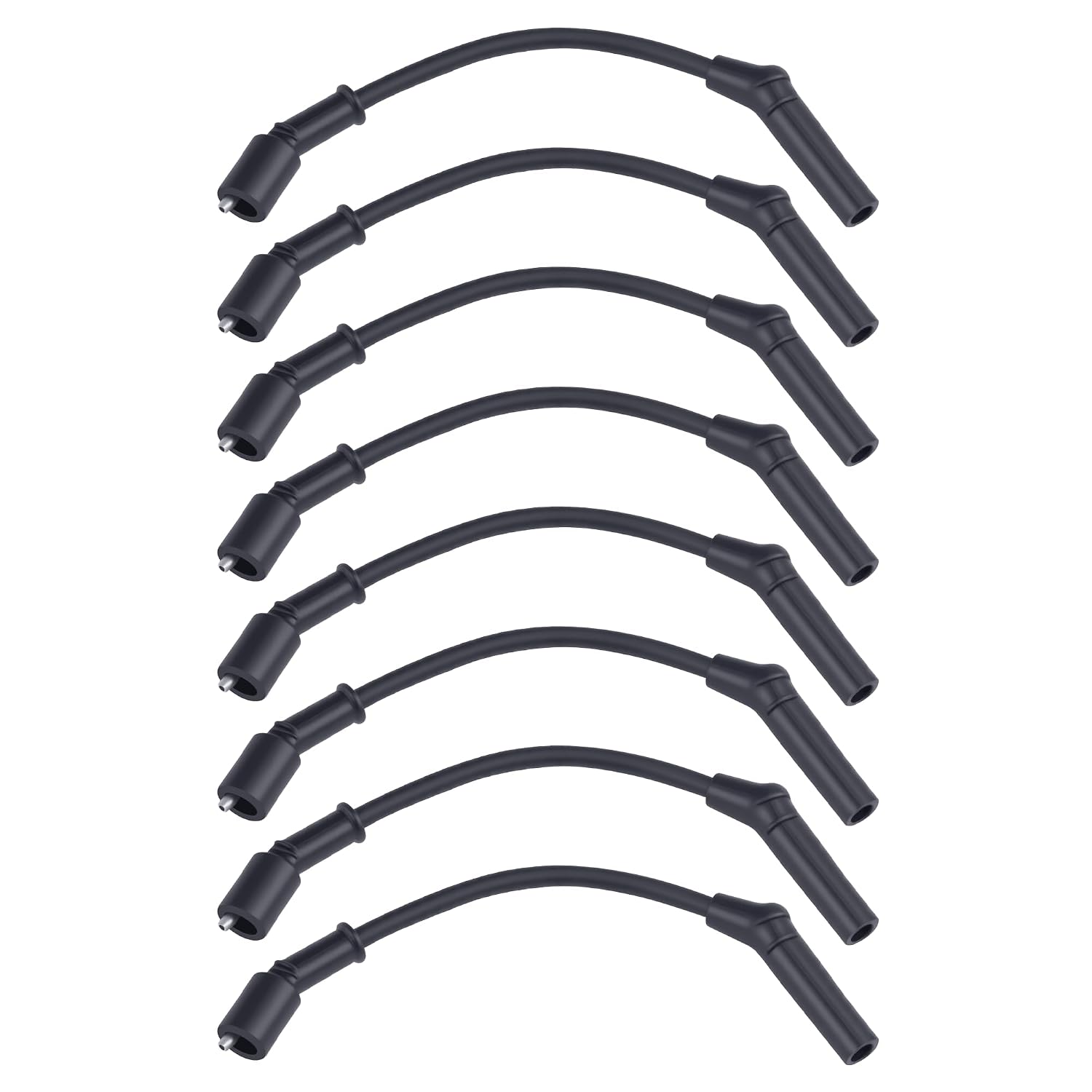 10mm Spark Plug Ignition Wires Compatible with G-MC Ch-Evy Corv-ette Cam-ARO Engine,Wires Work with LS1 LS2 LS3 LS6 LS7 LT1 LT4 Needing 45 Degree Ends(10",135*,Silicone Boots for High Heat)