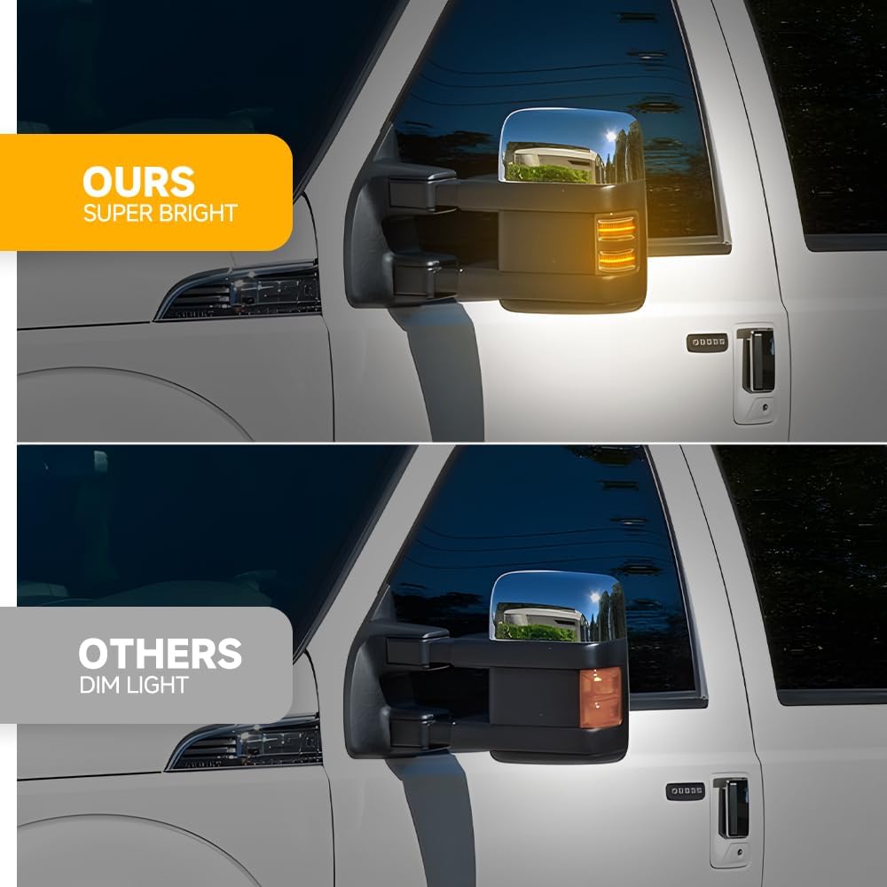 NJSBYL Led Side Mirror Marker Lamp For F250 F350 F450 F550 Super Duty Switchback White Led Driving Parking Light Amber Led Turn Signal Light Smoke Lens