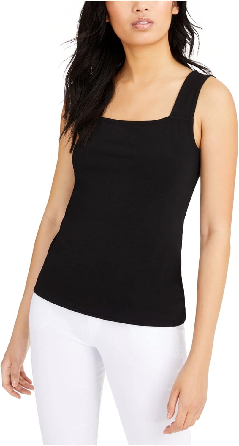 Alfani Womens Black Sleeveless Square Neck Top Size: XL