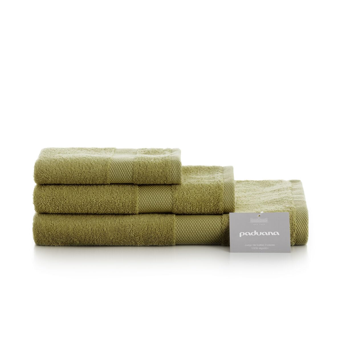Serviettes vertes Paduana D1608140 lot de 3 pour toilette et linge de bain