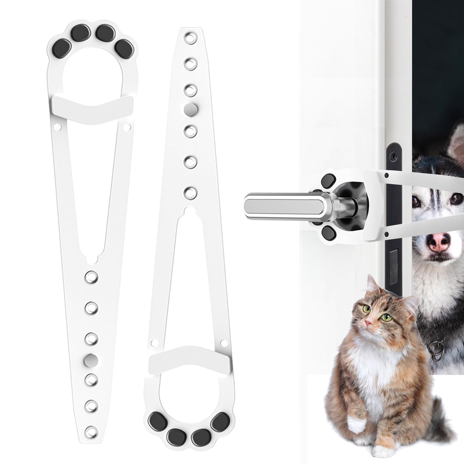 2 Pcs Cat Door Latch, Cat Door Stopper Pet Door Latch to Keep Dog Out of Litter Box and Food, Door Prop for Cat with 7 Adjustable Size, Keep Door Open