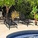 VINGLI Cast Aluminum Outdoor Chaise Lounge Chair with Wheels, Patio Chaise Lounge with 3-Position Adjustable Backrest, Outdoor Tanning Chair Patio Lounge Chair (Black, Without Cushion)