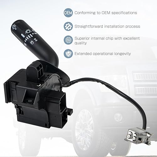Miniatura 4 de Interruptor de señal de giro compatible con Ford F150 2005-2008 Lincoln Mark LT 2006-2008 Reemplazar 5L3Z13K359AAA, interruptor de limpiaparabrisas