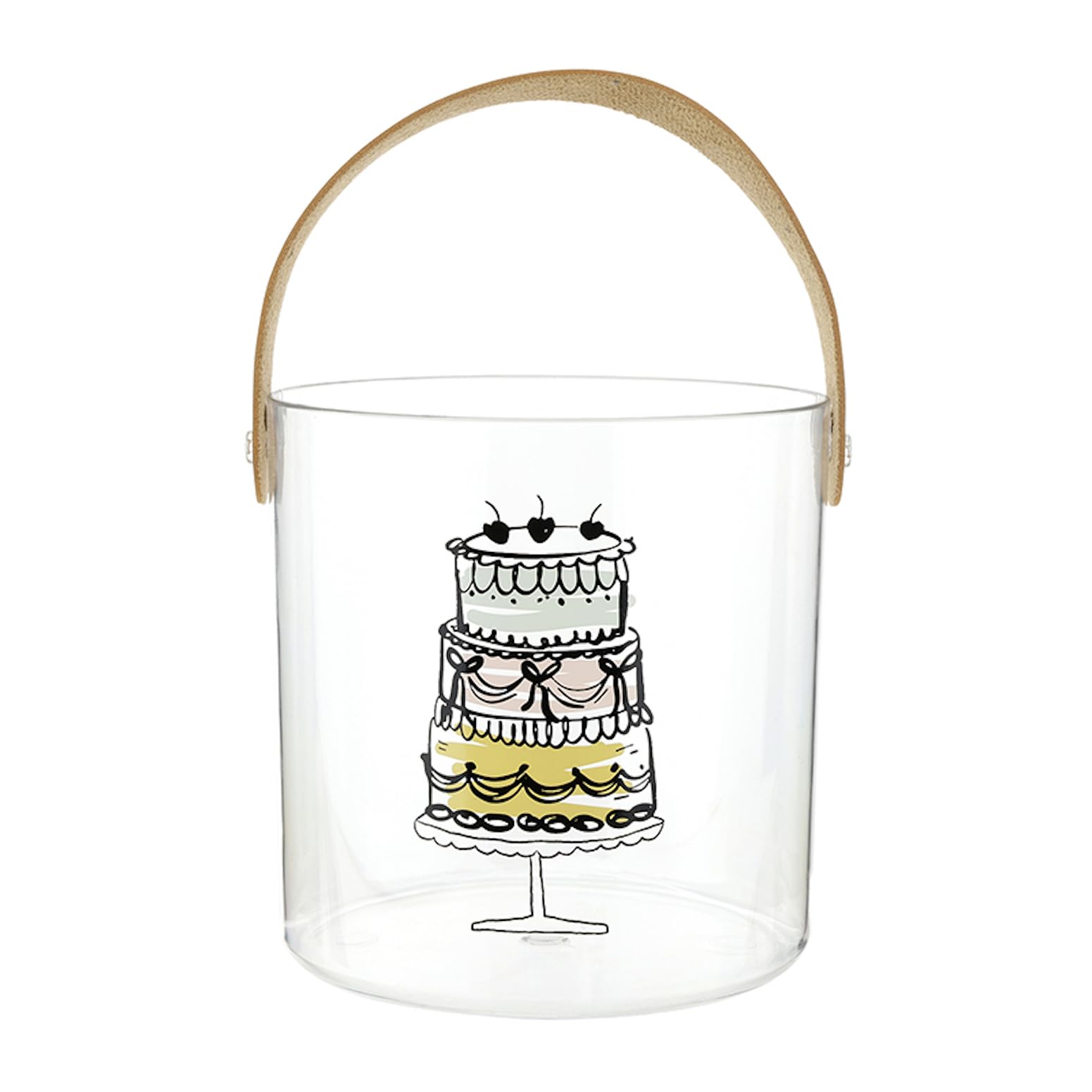 Santa Barbara Design Studio Birthday Cake Acrylic Party Bucket With Handle, 5" Diameter X 5" Tall,