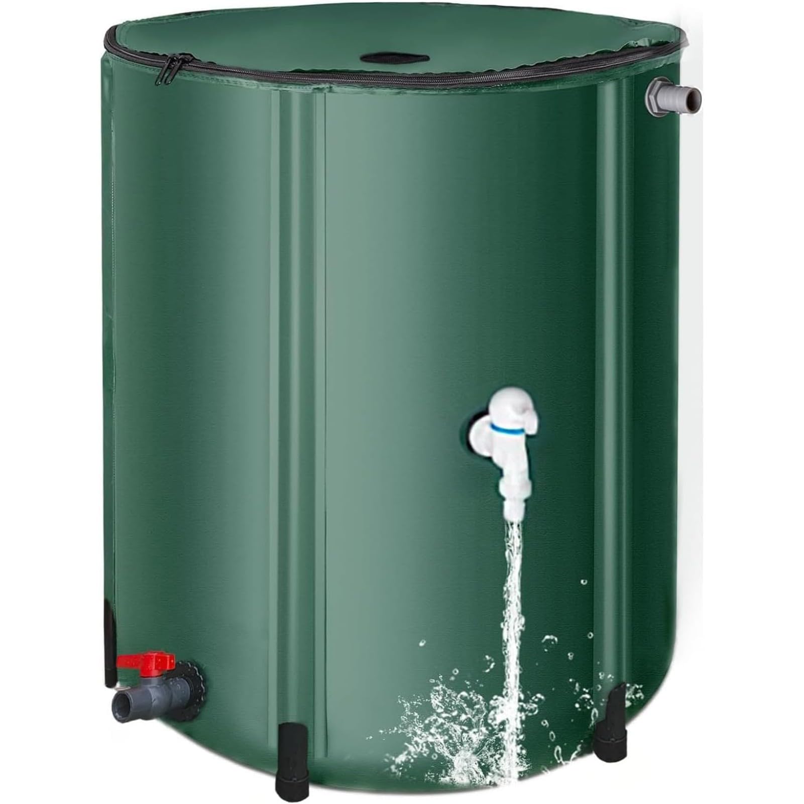 Portable Rain Water Barrel Collapsible Collection System with Spigot & Zipper Lid, PVC Storage Tank for Garden Irrigation, Outdoor Use, Emergency Supply,Green,225L