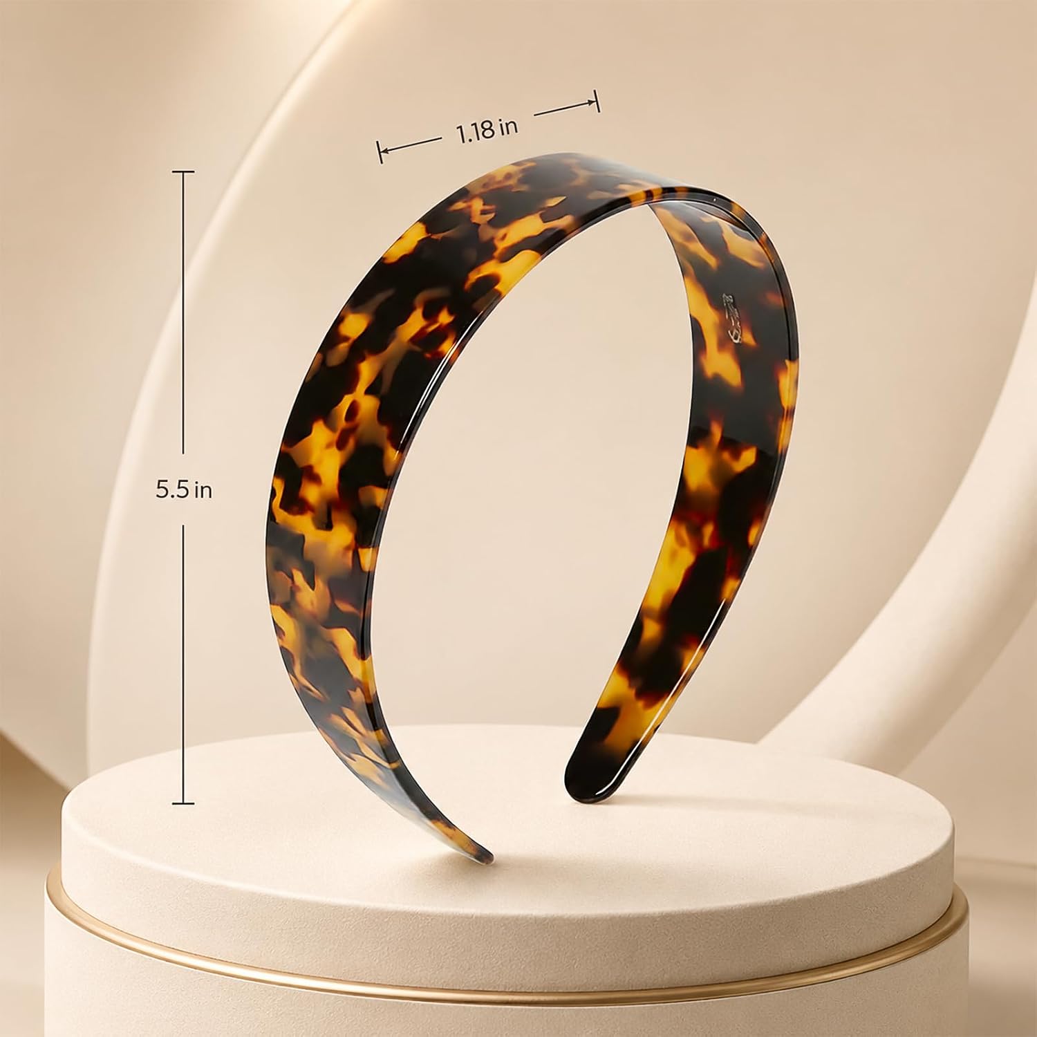 Tortoise Shell Headband for Women, Acetate Resin Wide Toothed Hair Bands, No Headache Non-Slip Headband for Women, Designer Headbands for Fashion Daily Wear
