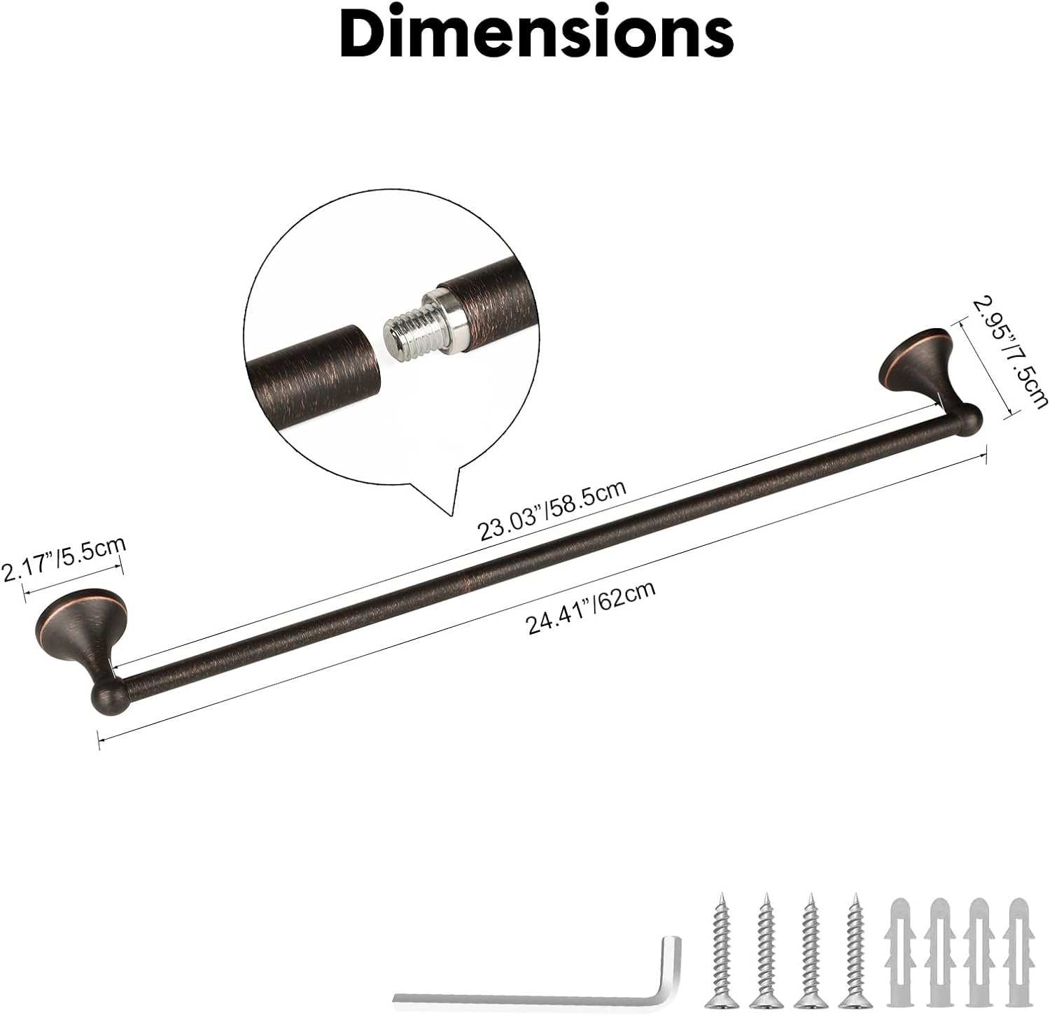 Antique Bathroom Towel Bar Oil Rubbed Bronze, 24 Inch Towel Racks for Bathroom Wall Mounted,Bathroom Towel Holder Bronze,Home Decor Towel Rod - Image 6