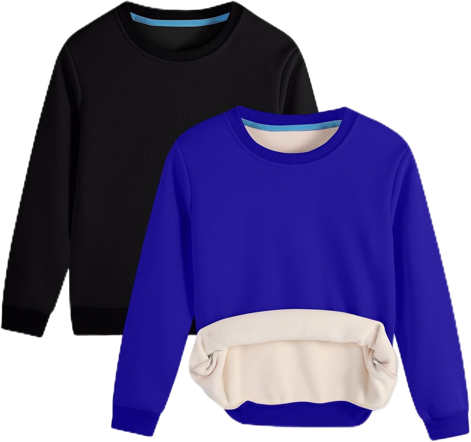 2 Pack Kids Fleece Sweatshirts Crewneck Long Sleeve Pullover Sweatshirts Boys Girls Tops for Toddlers(Age 2-14)