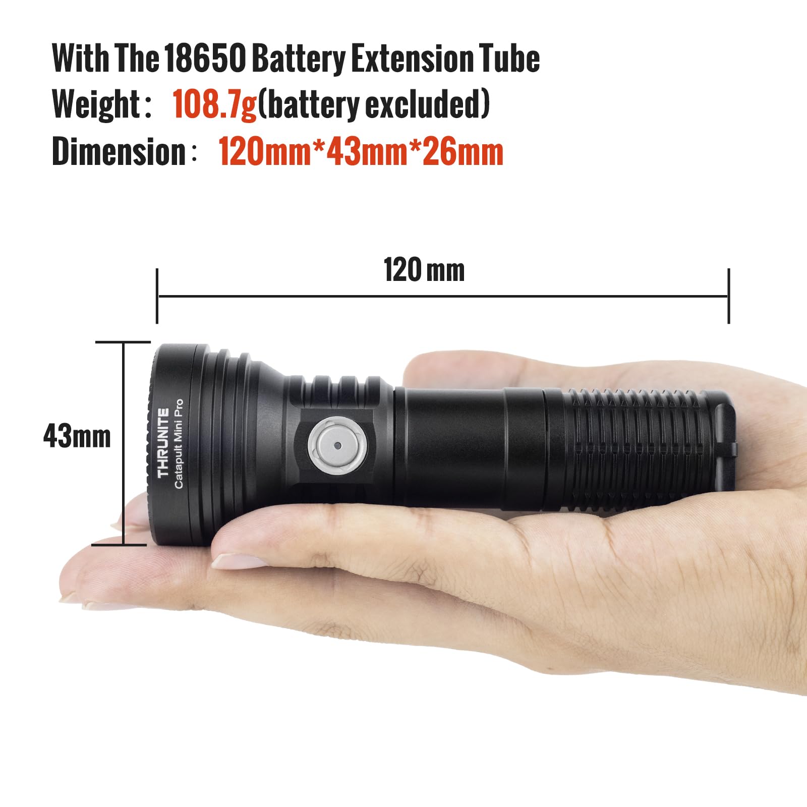 ThruNite Catapult Mini Pro Flashlight with Battery Extension Tube