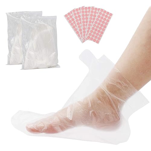 Segbeauty Forros de baño de parafina para pies, 200 fundas de plástico para pies, botines para pies, protectores de pies con 200 calcomanías para un