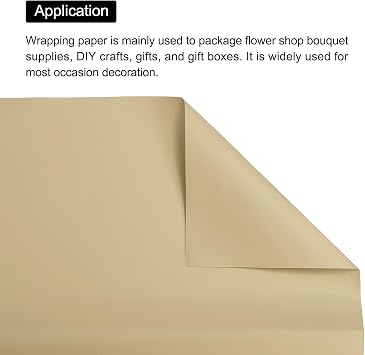 MECCANIXITY Pearlescent Film Flower Wrapping Paper 22.8x22.8 Inch Waterproof for DIY Crafts, Gift/Gift Box Packaging Beige Pack of 10
