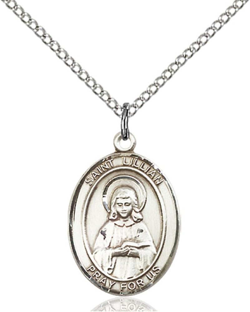 Bonyak Jewelry St. Lillian Hand-Crafted Oval Medal Pendant in Sterling Silver