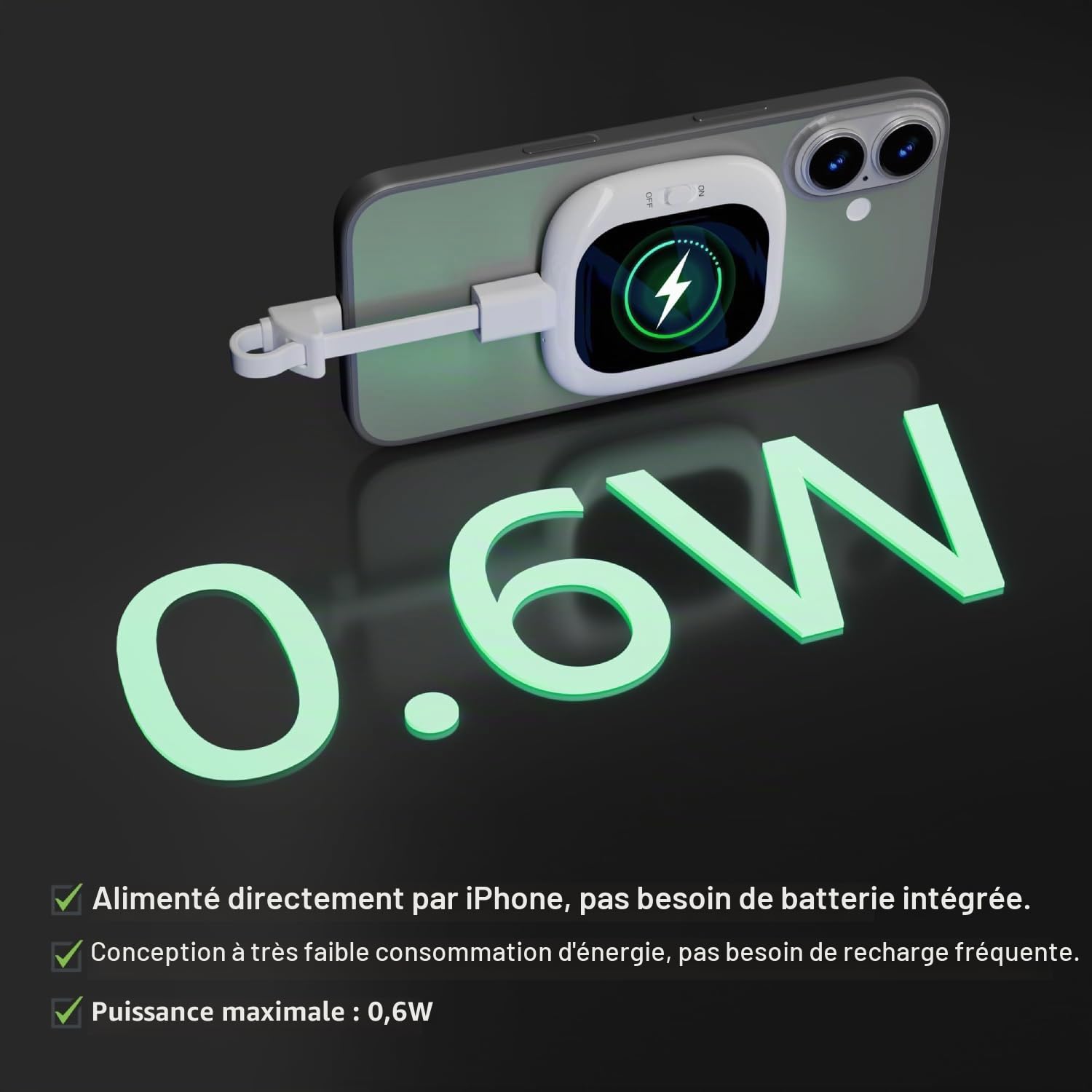 Founist Écran de moniteur à selfie pour iPhone 5-17 et plus récents - Écran AMOLED Vlog 2,13" - 700 nits - Aperçu magnétique de la caméra arrière - Plug and Play sans application