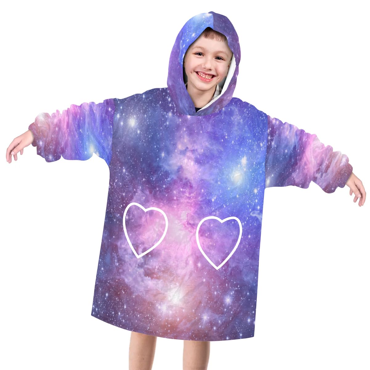 Wearable Blanket Hoodie for Kids, Colorful Sky Fleece Sweatshirt Blanket Oversized Blanket Sweatshirt with Pocket Flannel Warm Hooded Blanket 6-10 Year Old Girl Boy Gift, One Size