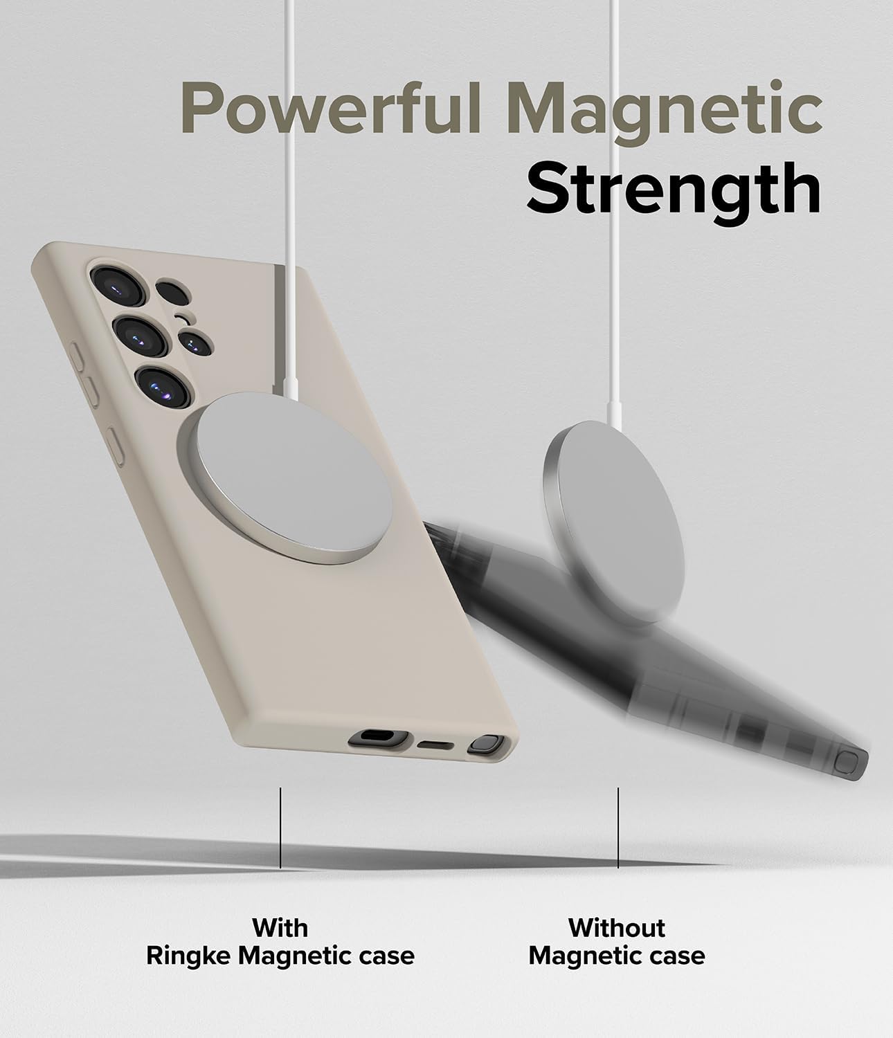 Ringke Silicone Magnetic [Compatible with MagSafe] Designed for Samsung Galaxy S24 Ultra Case 5G, Feels Velvety Lightweight Slim Cute Soft Phone Cover for Women, Men - Stone