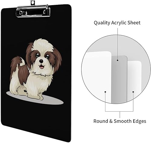 Miniatura 3 de Shih Tzu Dog - Portapapeles de acrílico con clip de metal de perfil bajo para hombres y mujeres