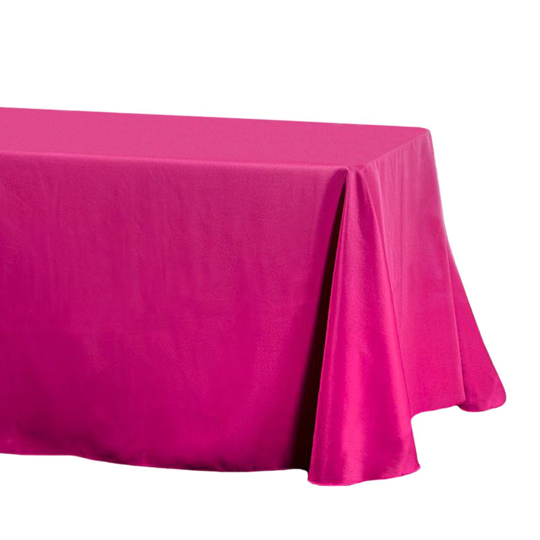 LinenTablecloth 90 x 156-Inch Rectangular Polyester Tablecloth with Rounded Corners, Fuchsia