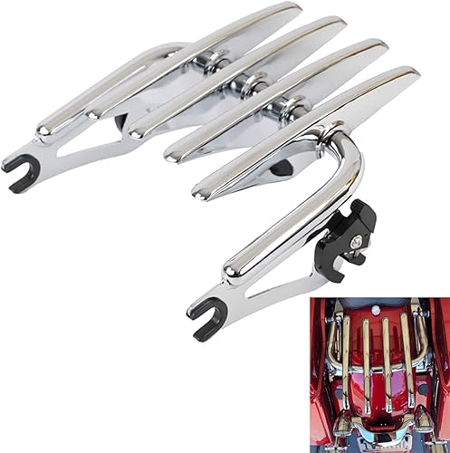 Miniatura 3 de AUFER Portaequipajes desmontable cromado compatible con Touring Road King Road Glide Street Glide Electra Glide FLHT FLHX FLTR 2009-2022