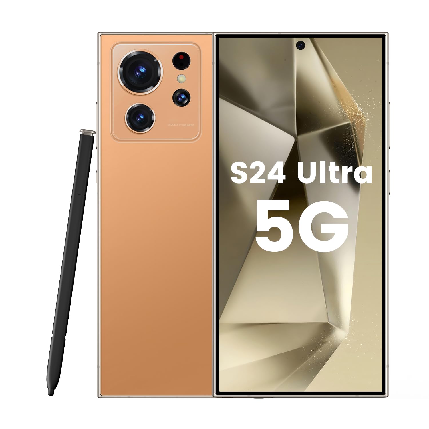 S24 Ultra Smartphone Unlocked Cell Phones with Built-in Pen 8+256GB Android 13 Phones 6.8" HD Screen Dual SIM 108MP+48MP Camera 6800 mAh (Orange)