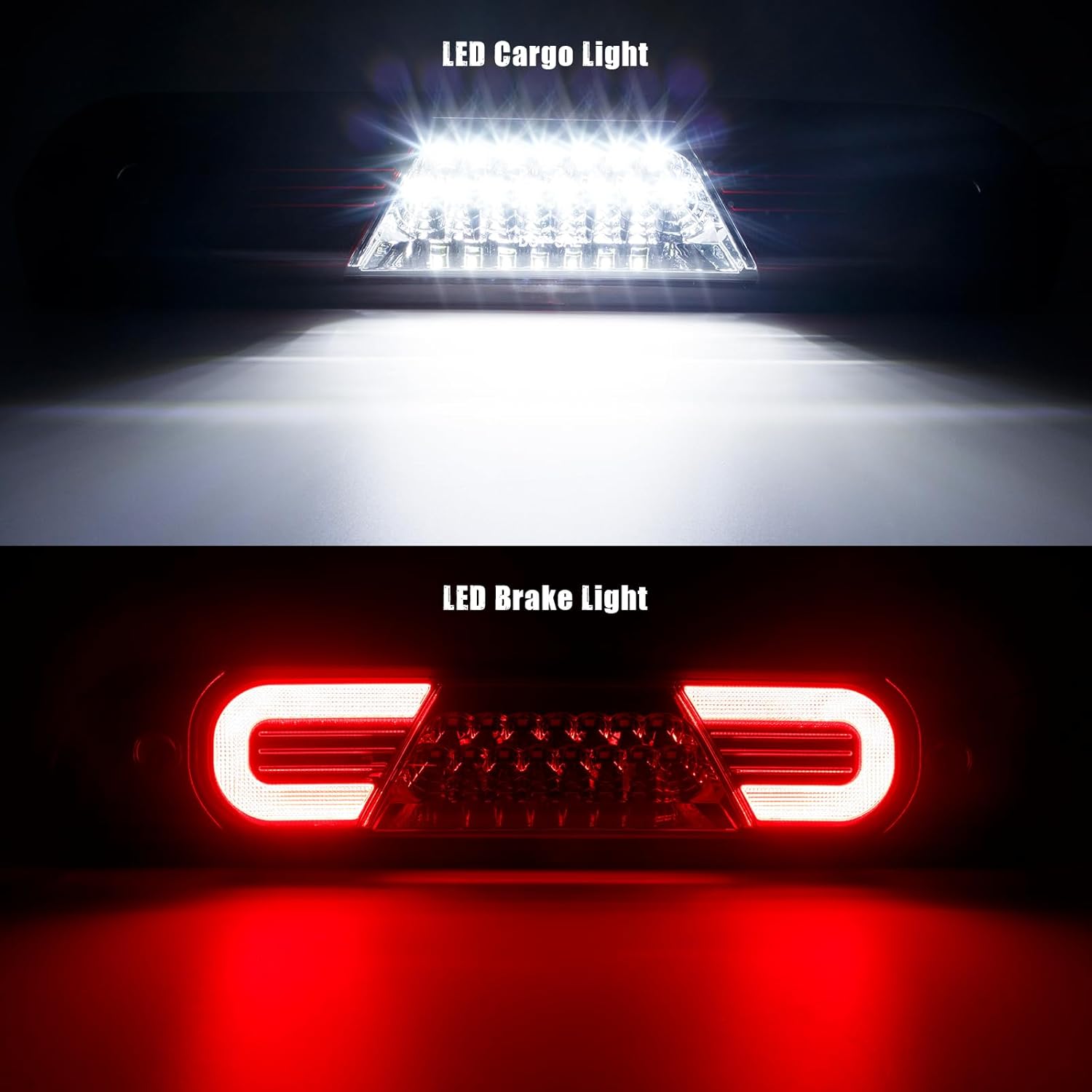 R&F Auto LED Strobe Third Brake Light Compatible With Ram 1500 2500 3500, 2003-2009, Red High Mounted Stop Lights with Seal Foam Gaskets Roof Cargo Light Pickup Truck