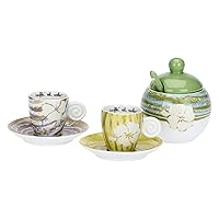 THUN - Set 2 tazzine con zuccheriera, Oasi - Porcellana - 6 * 9cm zucch 12cm cucch 13cm