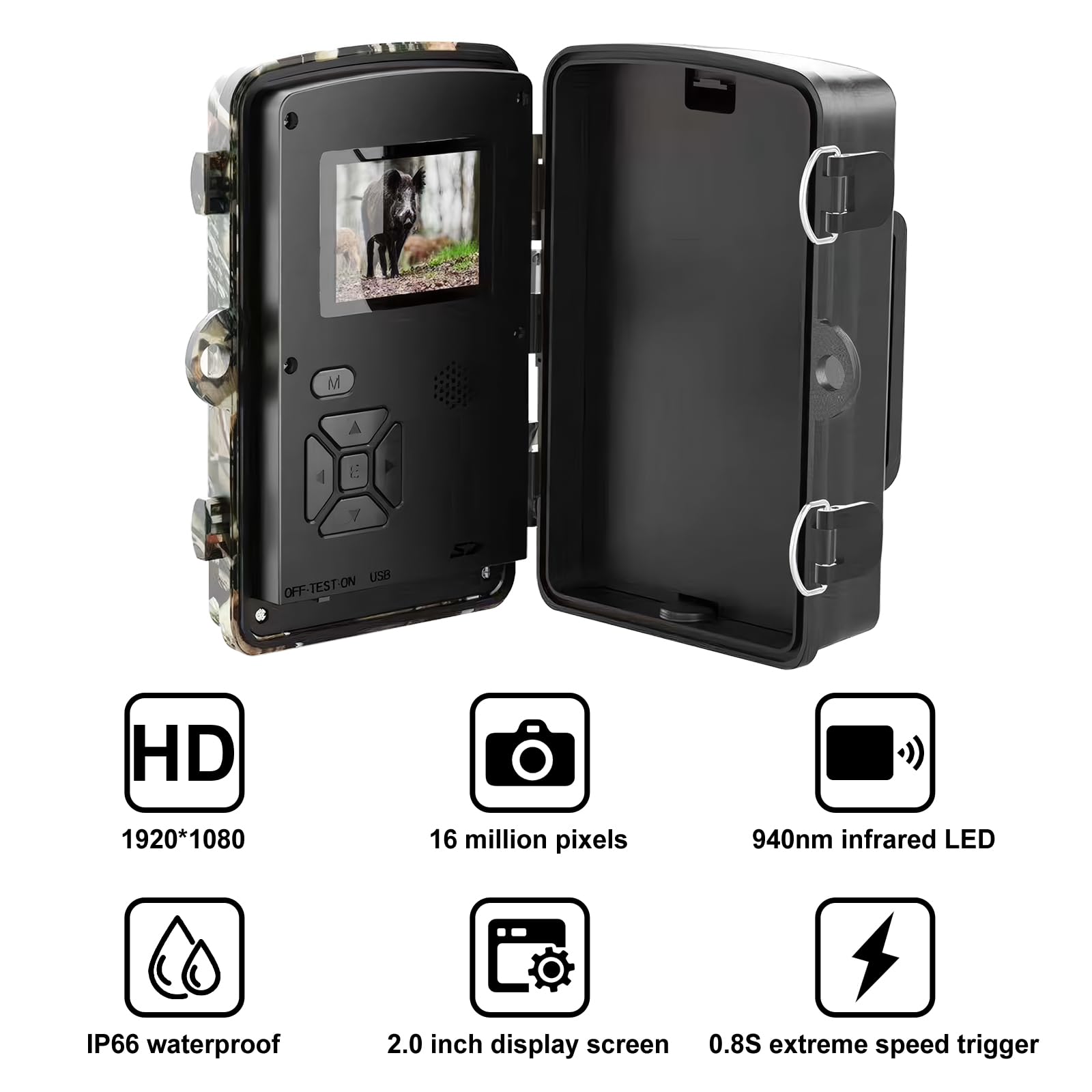 Wildkamera 4K Video – 60MP, WLAN, Bewegungssensor, Nachtsicht, 0,8s Auslösezeit – Inkl. 32GB Karte & Kartenleser, IP66 Wasserdicht Wildkamera 4K Video – 60MP, WLAN, Bewegungssensor, Nachtsicht, 0,8s Auslösezeit – Inkl. 32GB Karte & Kartenleser, IP66 Wasserdicht