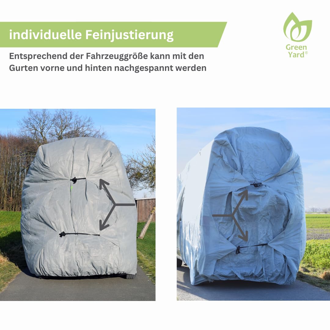 GreenYard® Wohnmobil Schutzhülle Schutzplane Abdeckplane Campingcover (XL 870x235x275 cm)