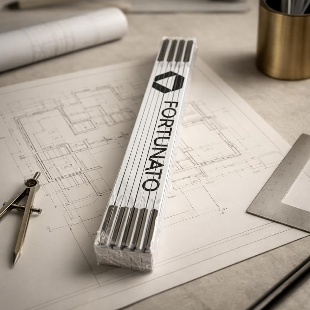 FORTUNATO Doppiometro in Legno 2 Metri Pieghevole Snodi Metallici Rinforzati