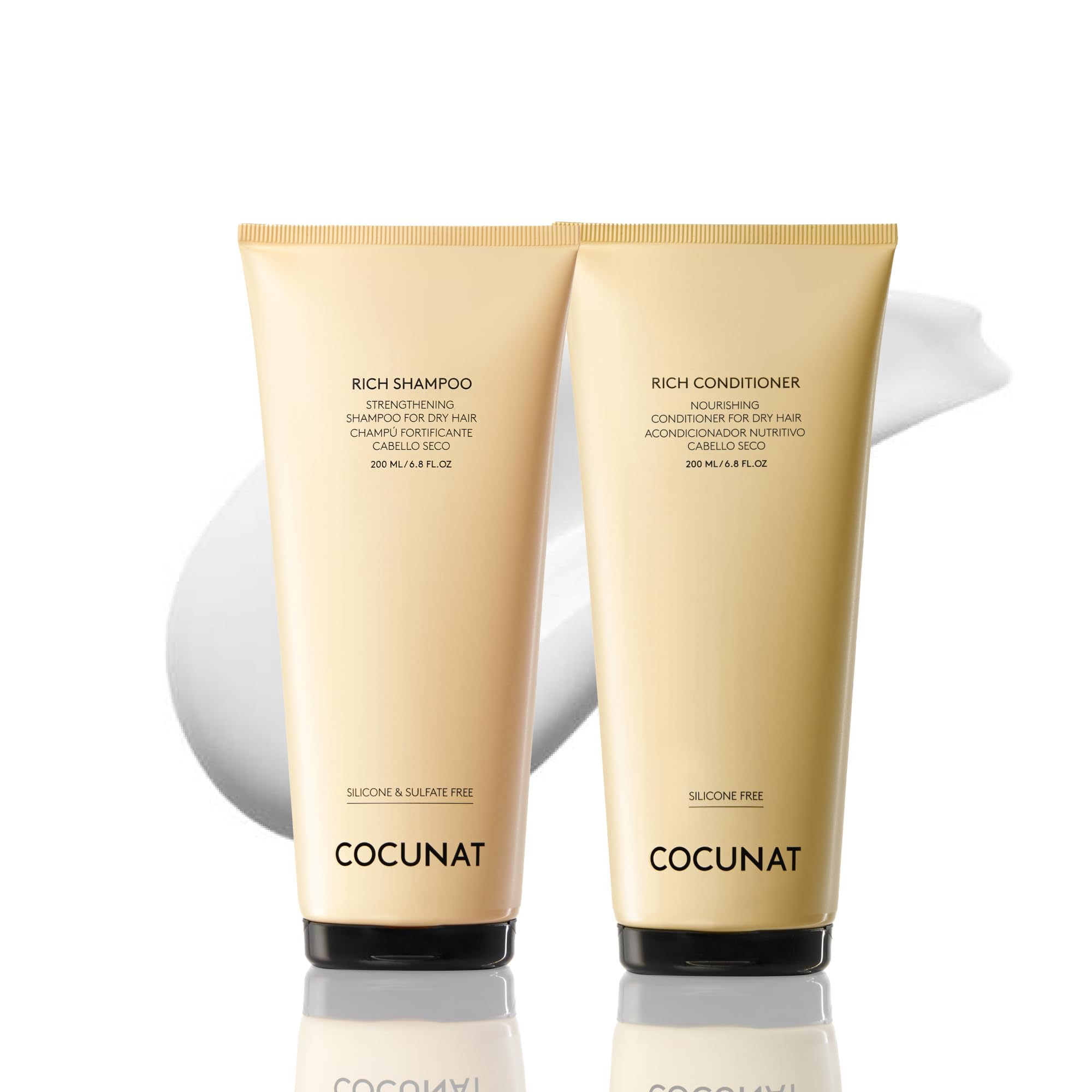 COCUNAT - Rich Pack für trockenes Haar - Natürliches Shampoo und Conditioner - Geschädigtes oder gefärbtes Haar - Feuchtigkeitsspendend - Sulfat- und silikonfrei - für Curly-Methode geeignet