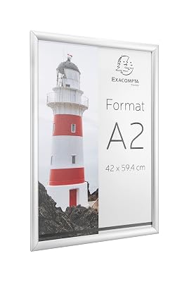 Exacompta - Réf. 8294358D - 1 cadre mural aluminium - format à classer A2 - peut être utilisé horizontalement ou verticalement - vis et chevilles fournies - Alu/cristal