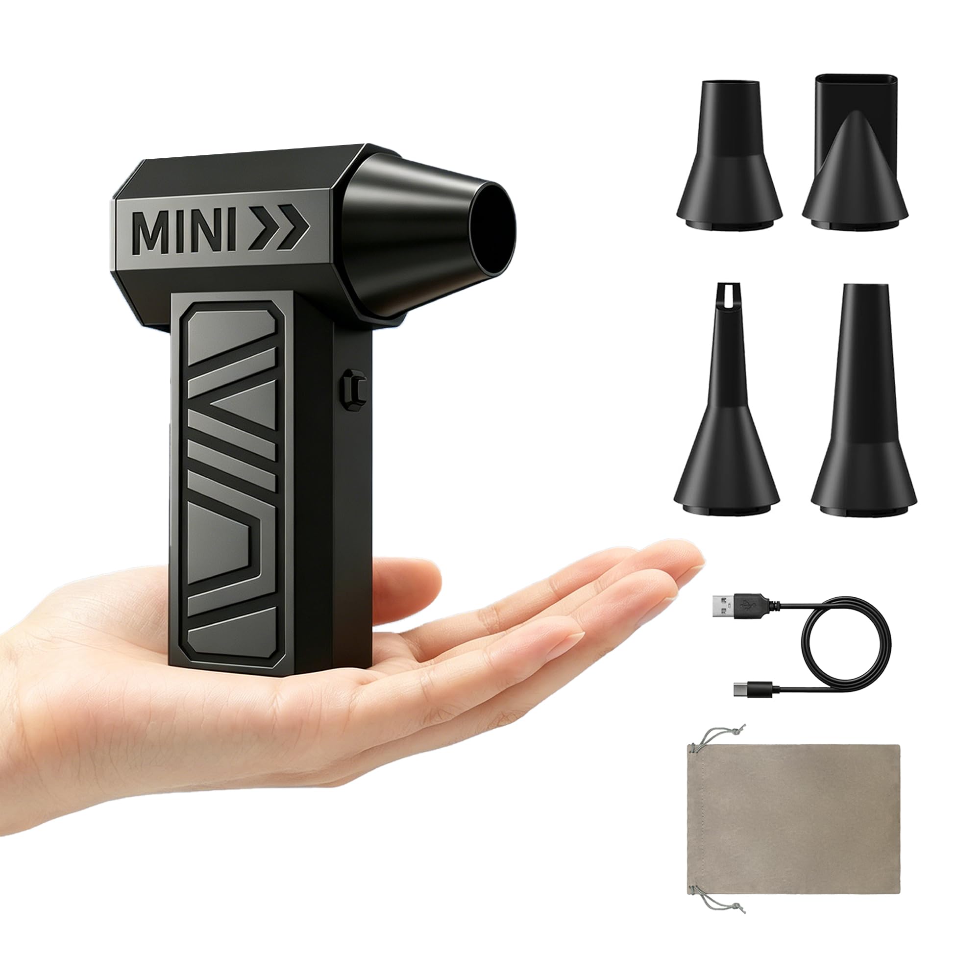 Mini soplador de batería, soplador de mano, 105000 rpm, 4 niveles, pequeño soplador de aire comprimido con luz LED, soplador de polvo eléctrico con carga rápida, inalámbrico para barbacoa, PC, teclado