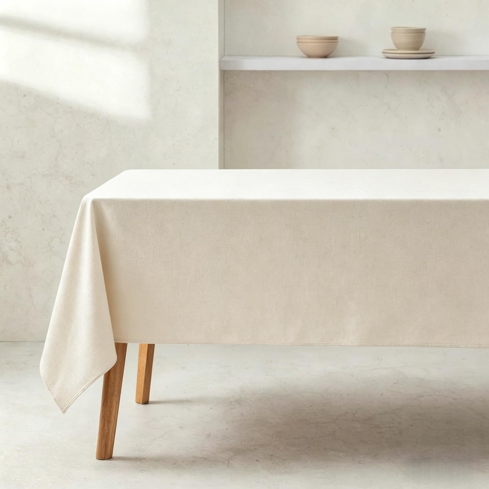 Tovaglia in Lino 70 x 250 cm Rettangolare Impermeabile Tovaglia Lavabile, Impermeabile per Occasioni Natale da Tavola Giardino Esterno, bianco