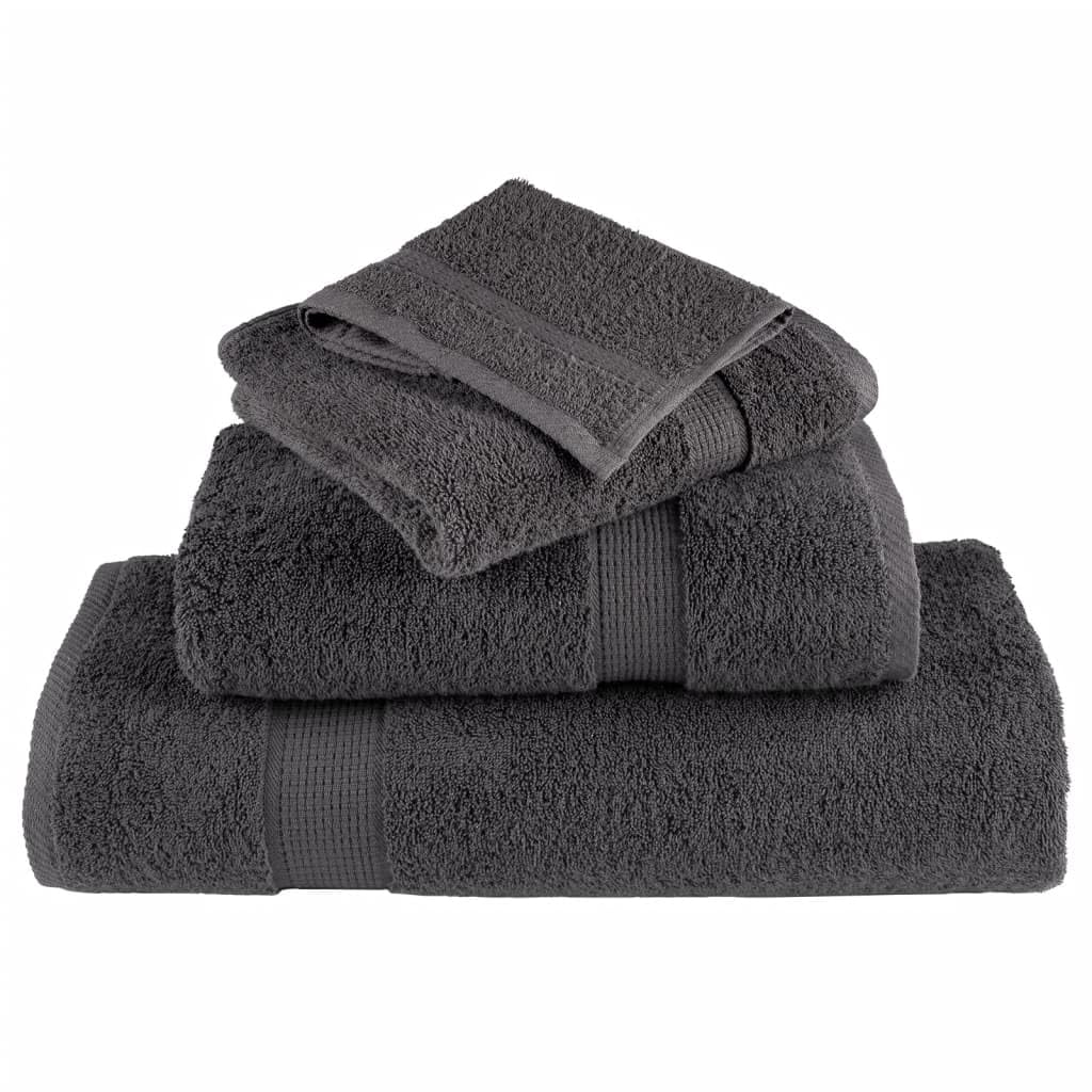 SOLUND Badetücher 2 STK. Anthrazit 100 x 150 cm, 600 g m2, 100% Baumwolle, saugstark und schnelltrocknend für Bad, Dusche, Sauna, Strand, Fitness, Spa, Hotel