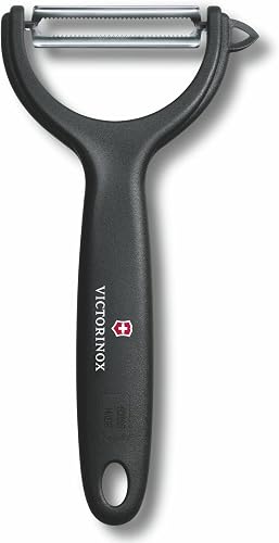 Victorinox pela-verdure con lama seghettata in acciaio inox a doppio taglio, arancione