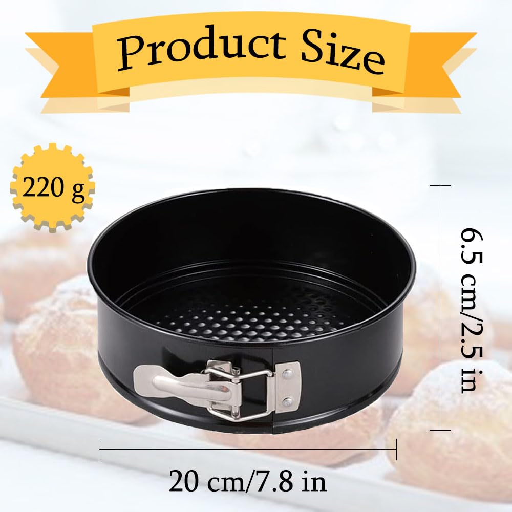 Basuit 8 Inch Cake Tin, Round Bottom with Latch Pan, Non-Stick & Leak-Proof Carbon Steel Mousse Cake Mould - Image 2