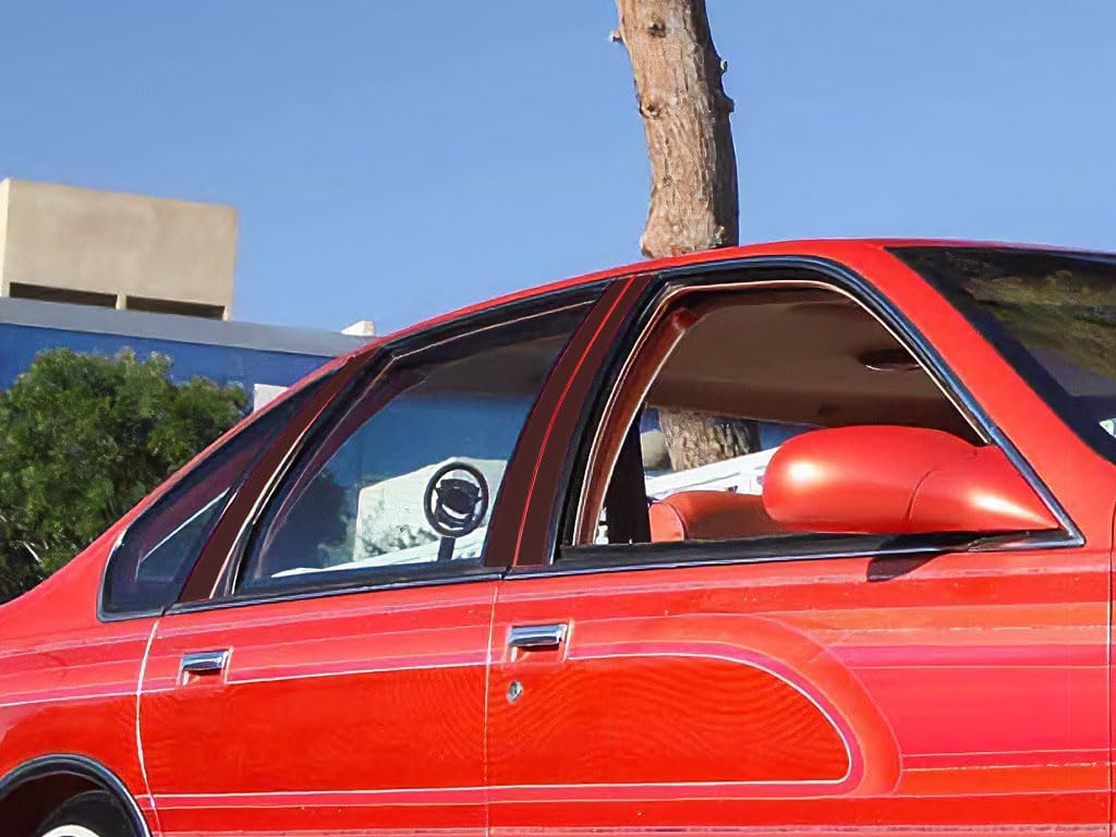 Rvinyl Pillar Post Window Trim Compatible with Chevrolet Caprice 1991-1996 (Sedan) - Matte (Black)